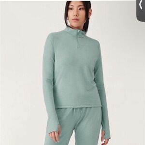 NWT allbirds Natural Run Mid Layer 1/4 zip Retail in Green Hush